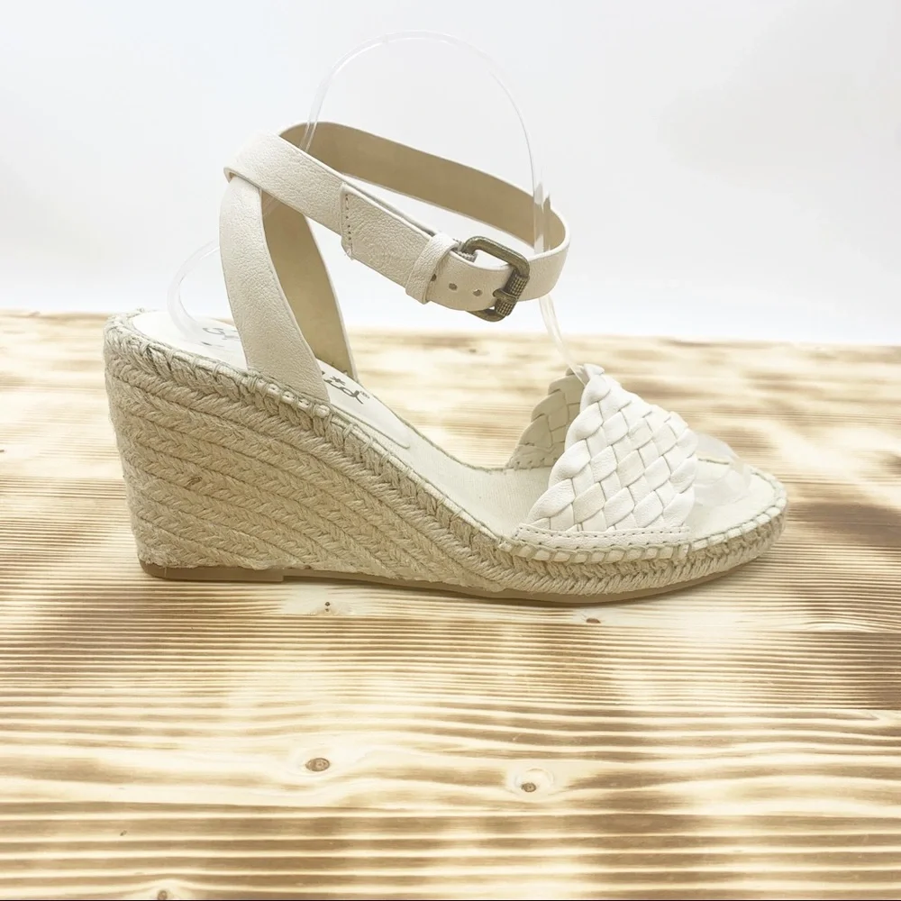 Splendid Woven Leather Espadrille Wedge 10M